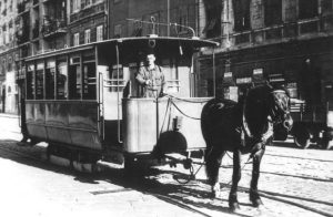 Cavallo traina tram fiere